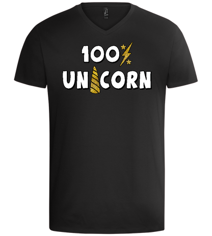 100 Percent Unicorn Design - Basic men's v-neck t-shirt_DEEP BLACK_front