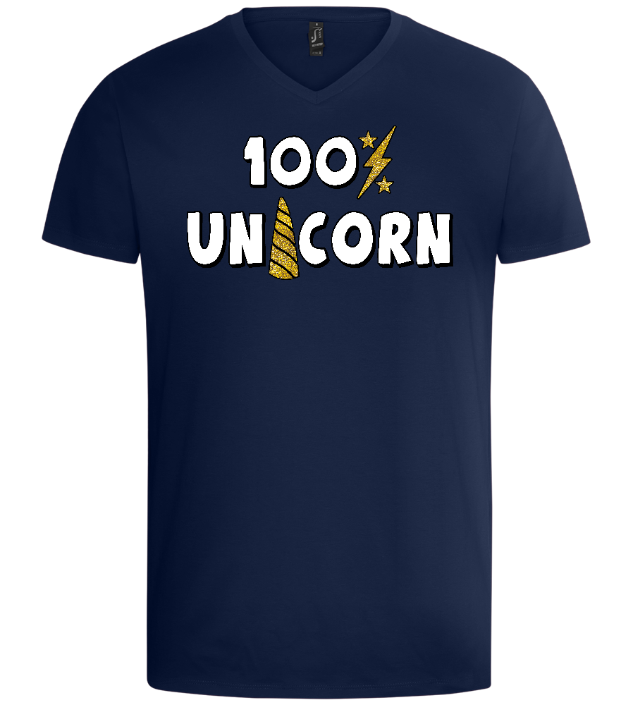 100 Percent Unicorn Design - Basic men's v-neck t-shirt_MARINE_front