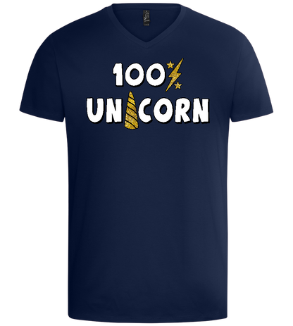 100 Percent Unicorn Design - Basic men's v-neck t-shirt_MARINE_front