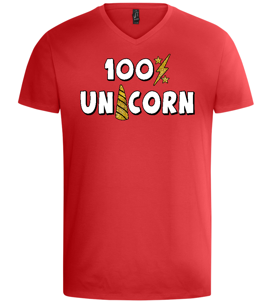 100 Percent Unicorn Design - Basic men's v-neck t-shirt_RED_front