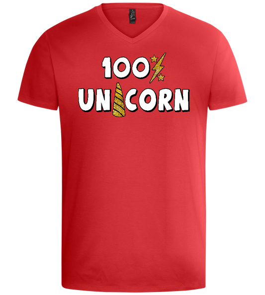 100 Percent Unicorn Design - Basic men's v-neck t-shirt_RED_front