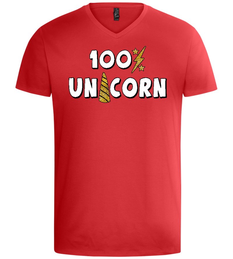 100 Percent Unicorn Design - Basic men's v-neck t-shirt_RED_front