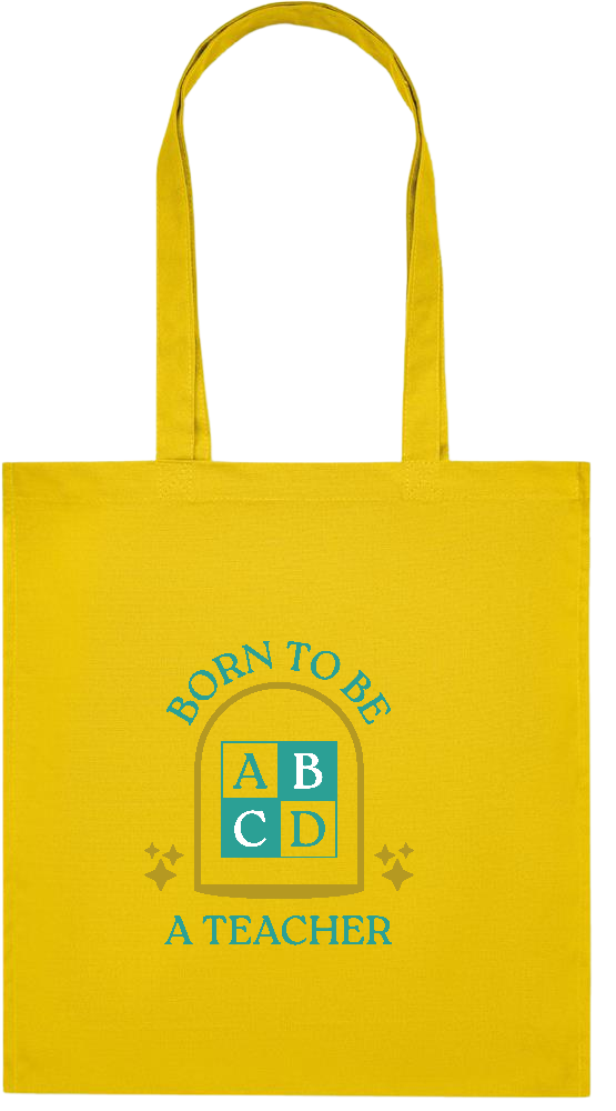 Born to be a Teacher Design - Premium colored organic cotton tote bag_YELLOW_front