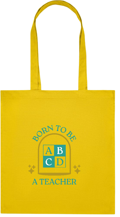Born to be a Teacher Design - Premium colored organic cotton tote bag_YELLOW_front