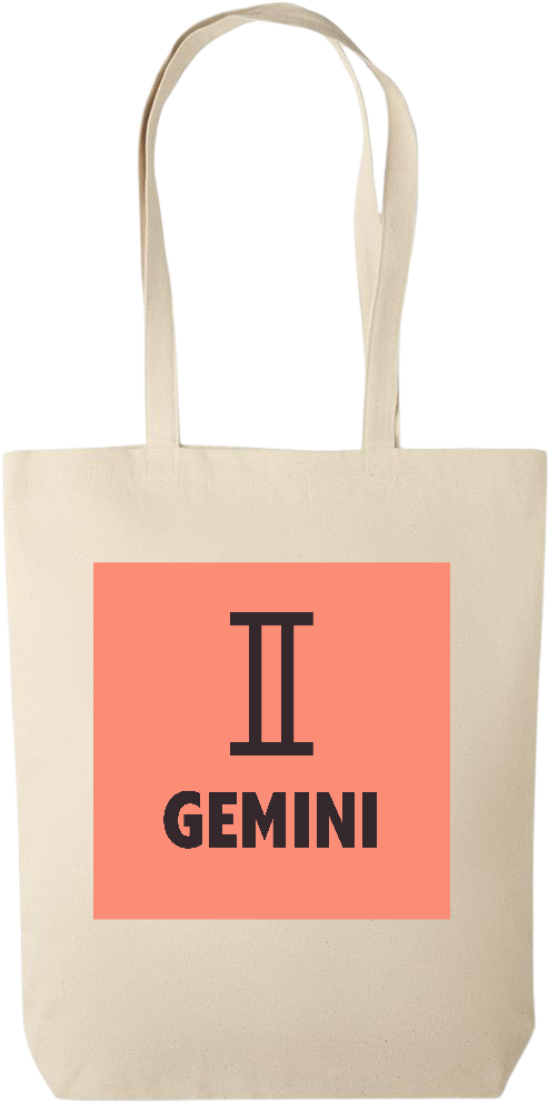 Zodiac Gemini Design - Premium canvas cotton tote bag_BEIGE_front