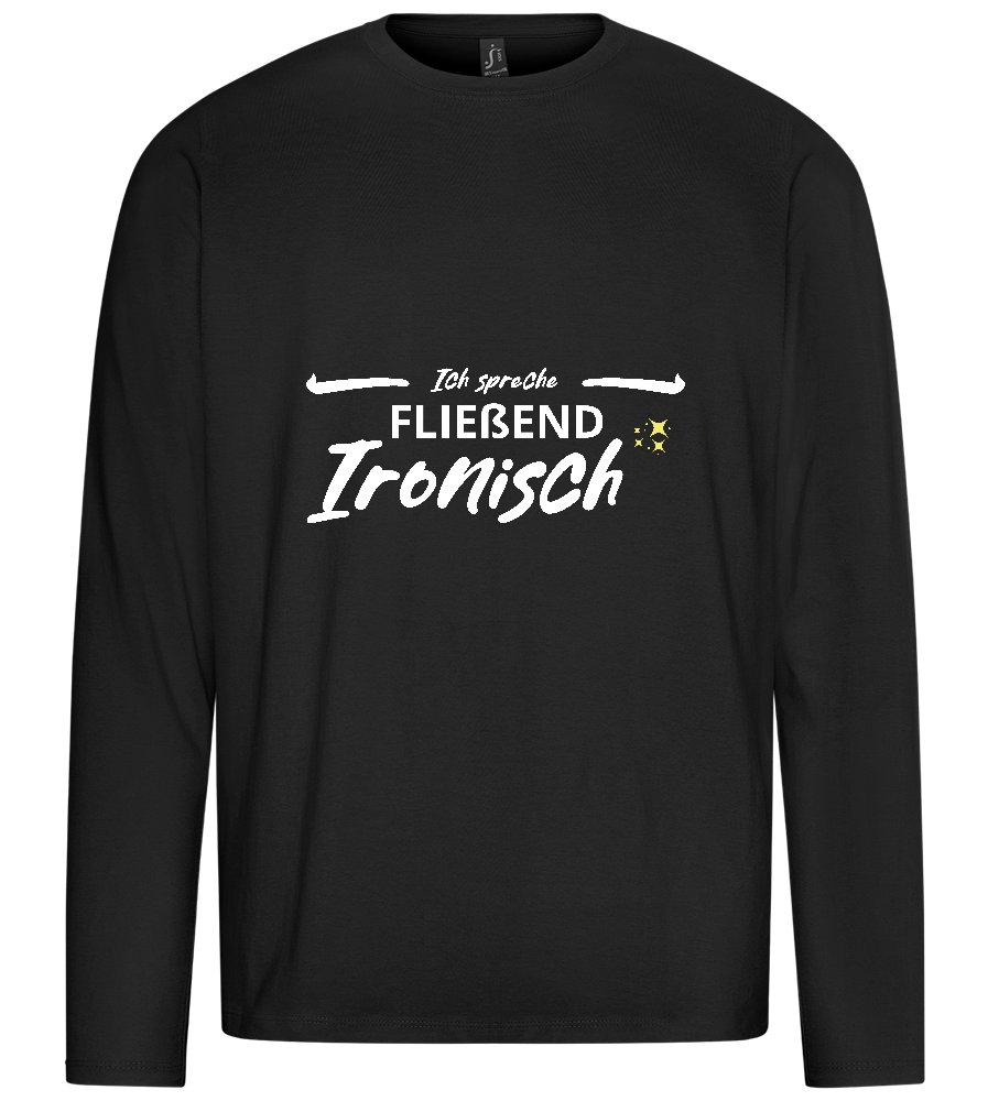 Fluently Ironic Design - Premium men's long sleeve t-shirt_DEEP BLACK_front