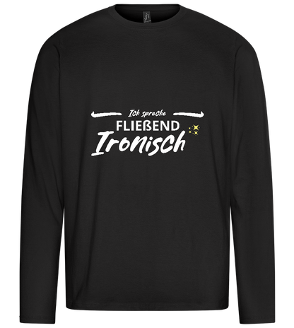 Fluently Ironic Design - Premium men's long sleeve t-shirt_DEEP BLACK_front