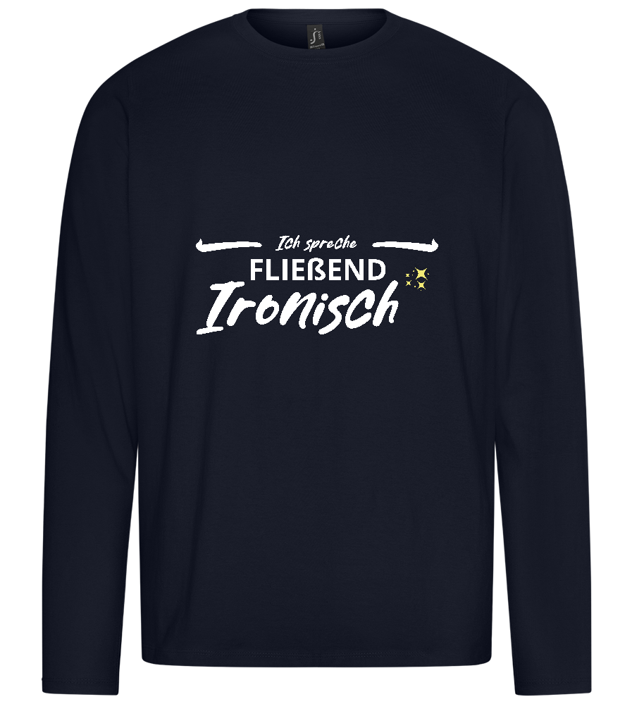 Fluently Ironic Design - Premium men's long sleeve t-shirt_FRENCH NAVY_front