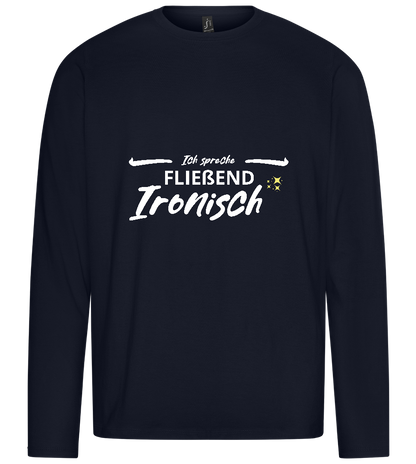 Fluently Ironic Design - Premium men's long sleeve t-shirt_FRENCH NAVY_front