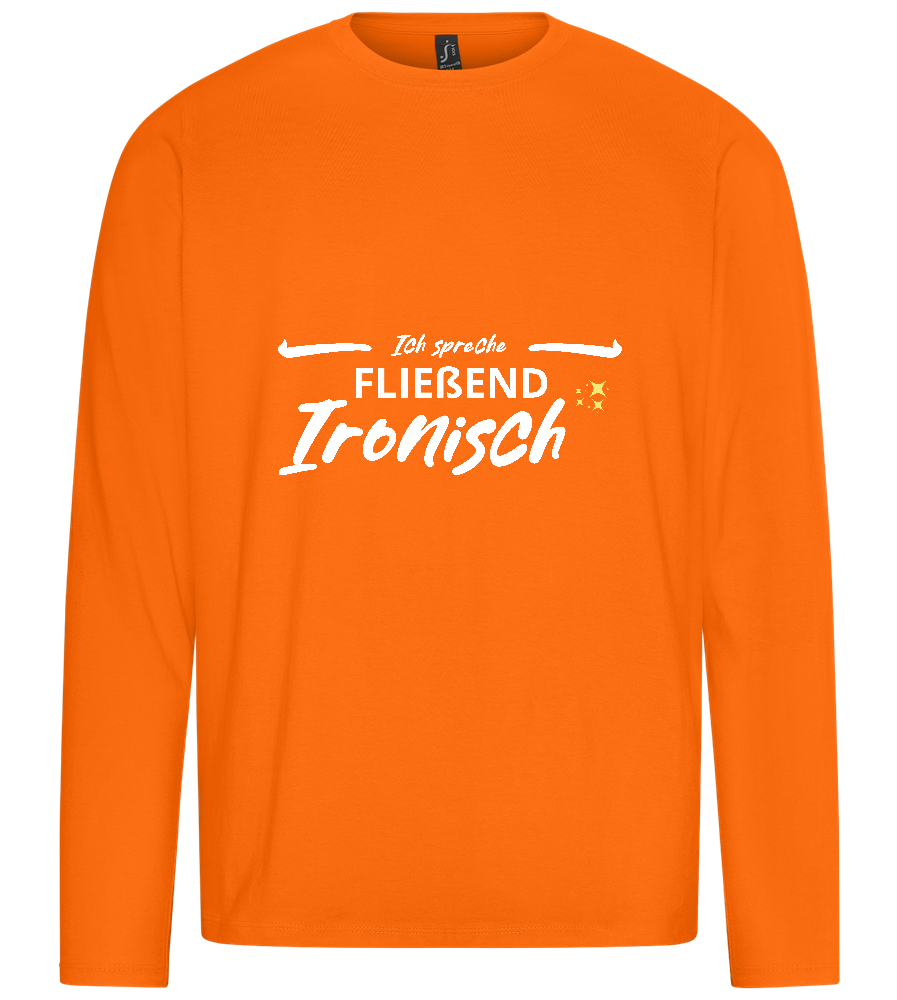 Fluently Ironic Design - Premium men's long sleeve t-shirt_ORANGE_front