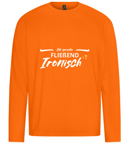 Fluently Ironic Design - Premium men's long sleeve t-shirt_ORANGE_front