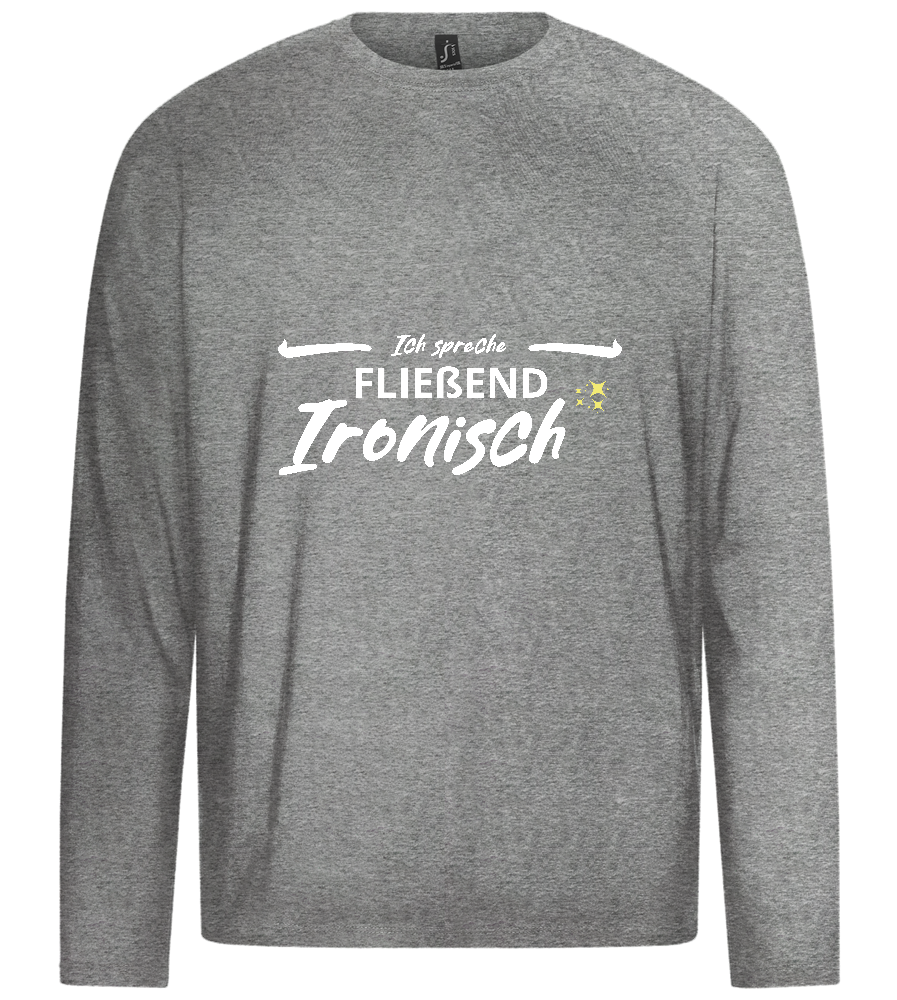 Fluently Ironic Design - Premium men's long sleeve t-shirt_ORION GREY_front