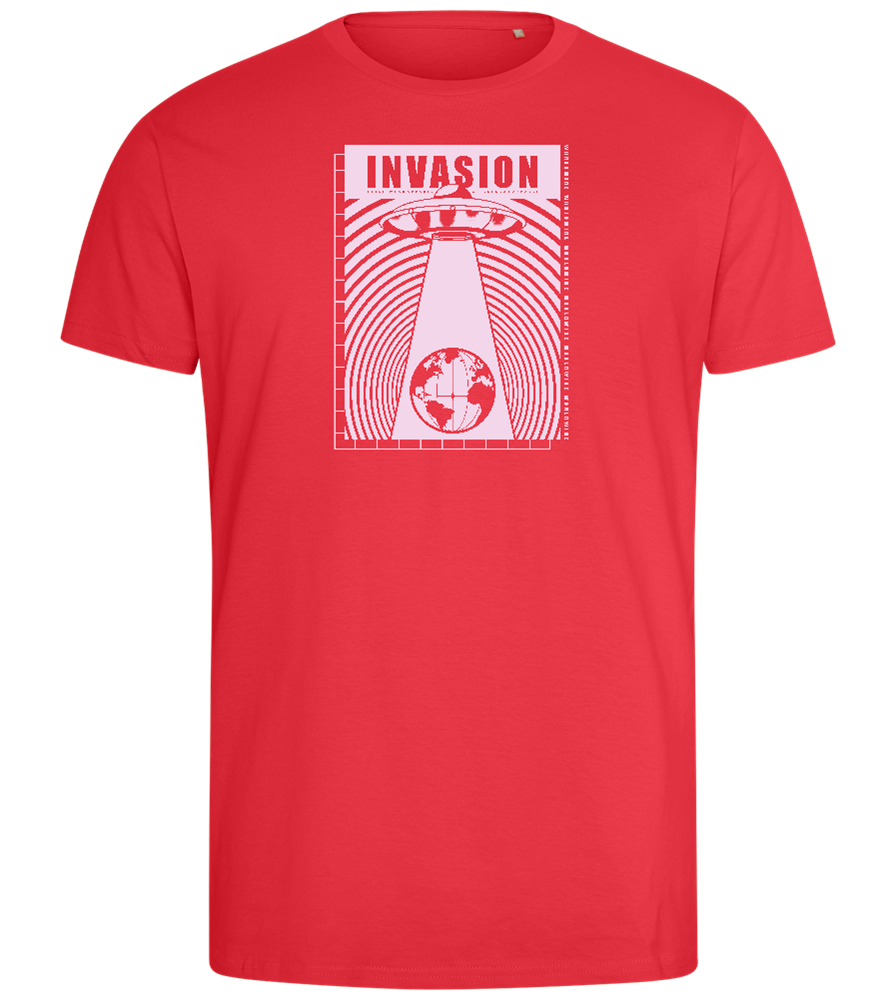 Invasion Ufo Design - Comfort men's fitted t-shirt_BRIGHT RED_front