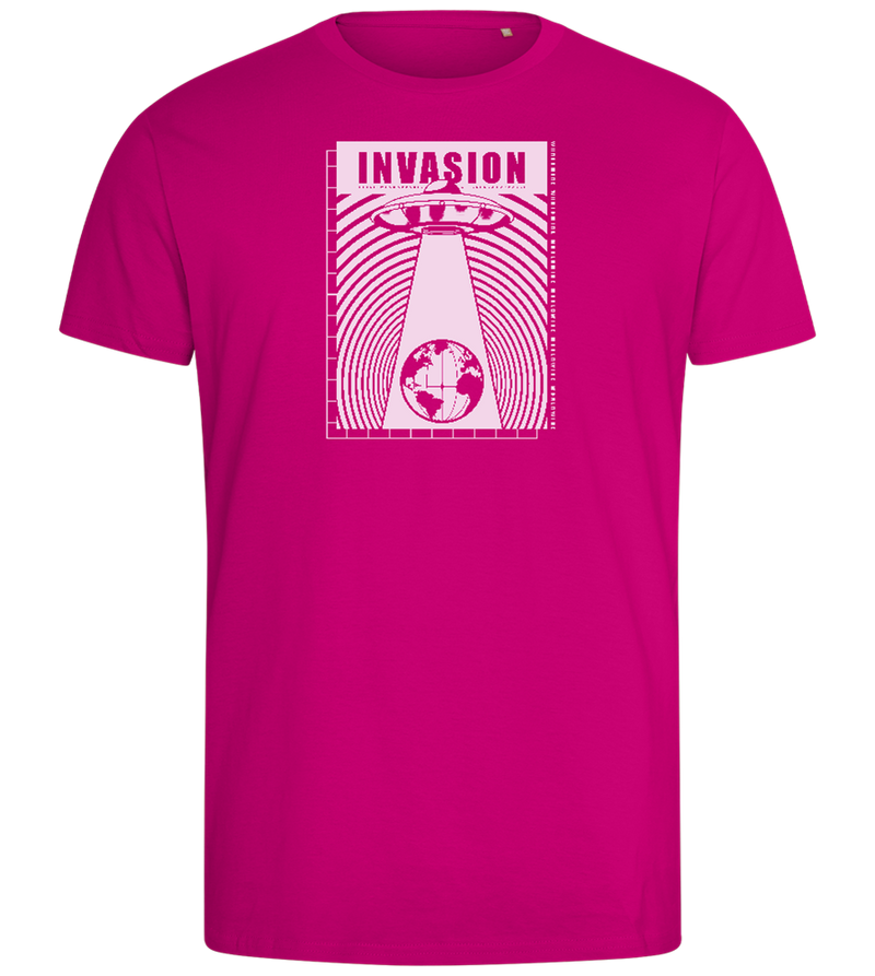 Invasion Ufo Design - Comfort men's fitted t-shirt_FUCHSIA_front