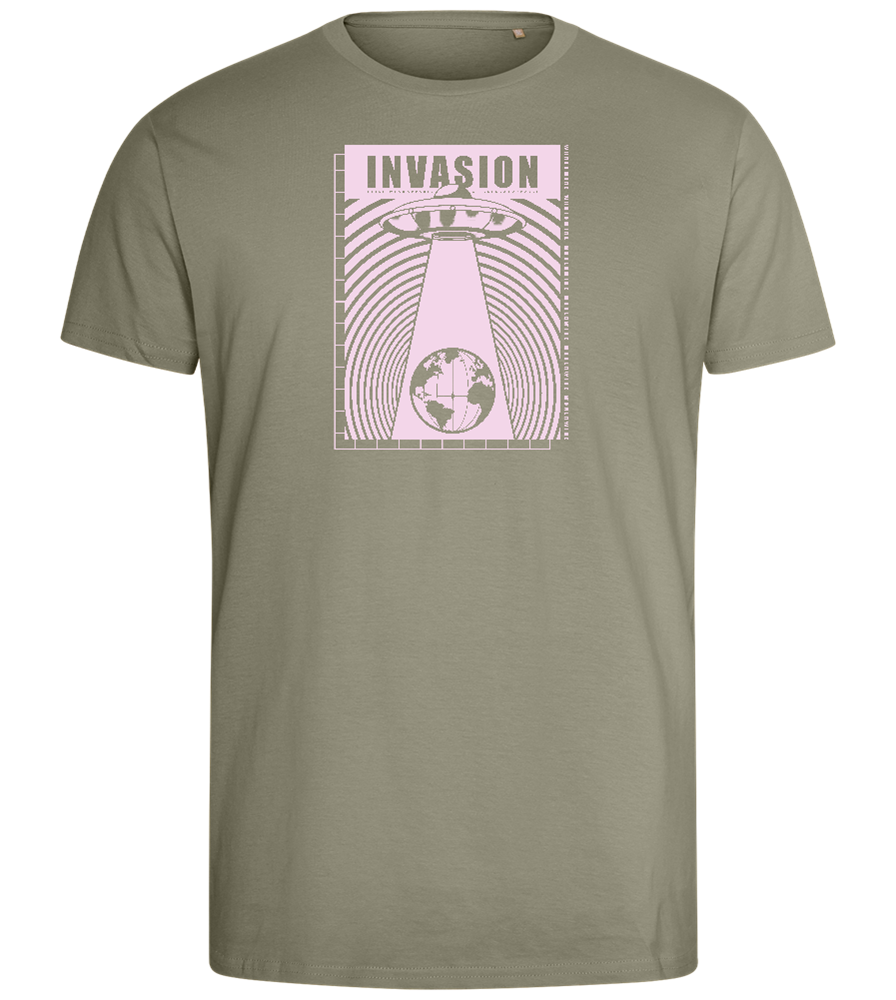 Invasion Ufo Design - Comfort men's fitted t-shirt_KHAKI_front