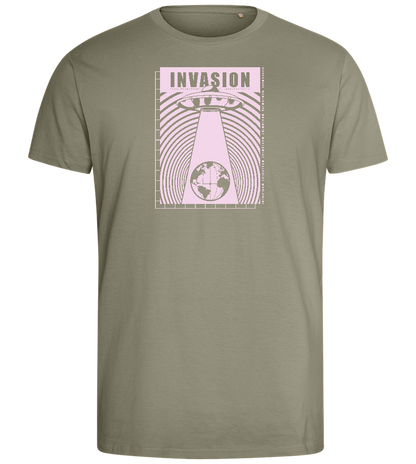 Invasion Ufo Design - Comfort men's fitted t-shirt_KHAKI_front