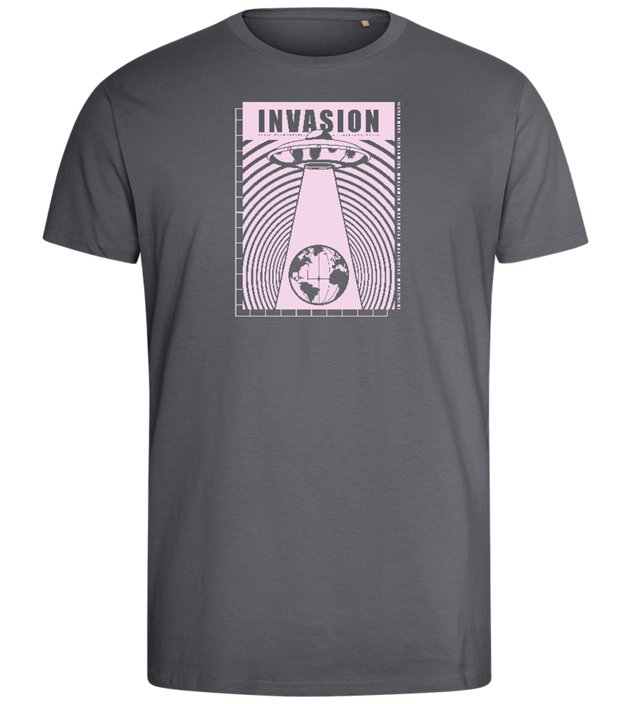 Invasion Ufo Design - Comfort men's fitted t-shirt_MOUSE GREY_front