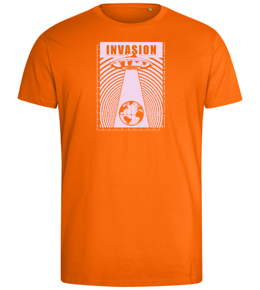 Invasion Ufo Design - Comfort men's fitted t-shirt_ORANGE_front