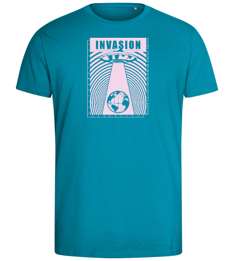 Invasion Ufo Design - Comfort men's fitted t-shirt_TURQUOISE_front