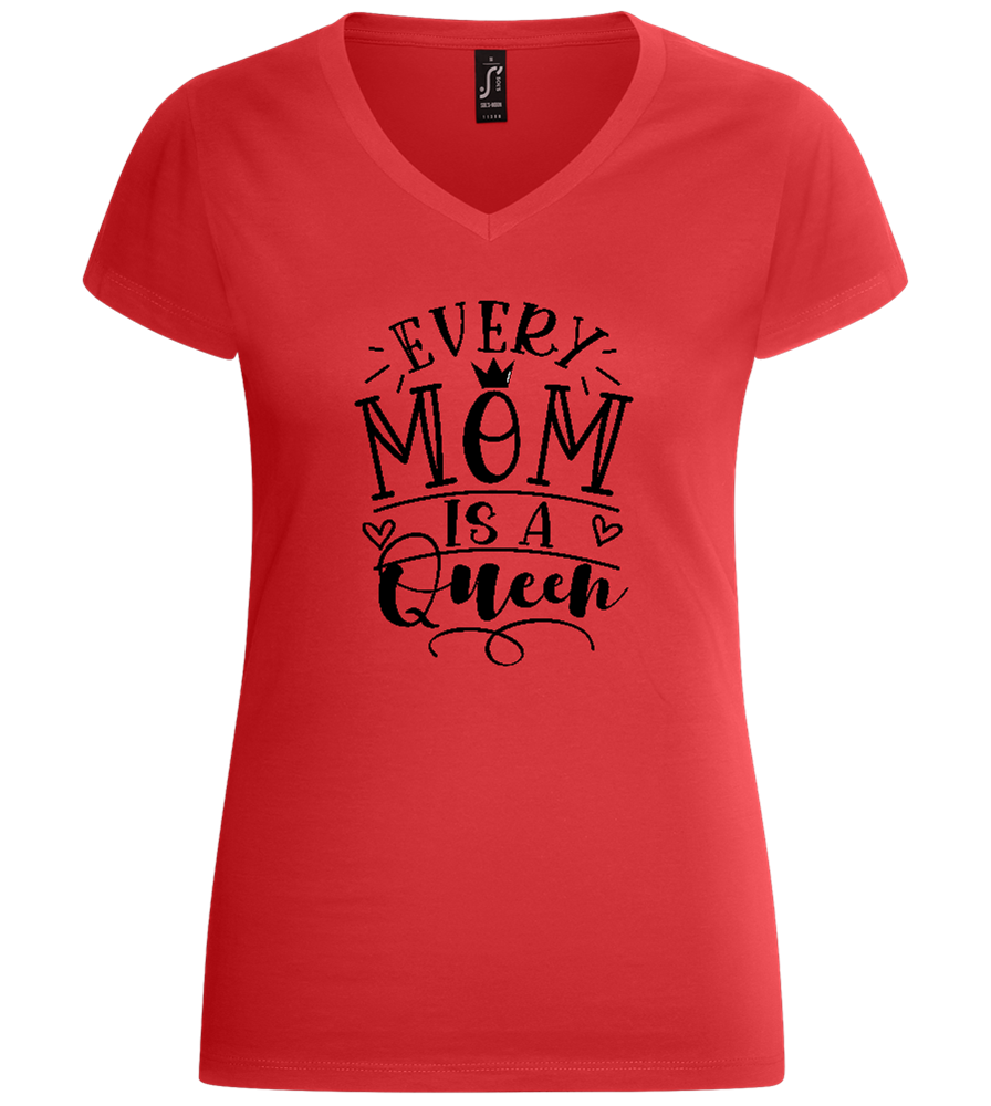 Every Mom Is Queen Design - Basic women's v-neck t-shirt_RED_front