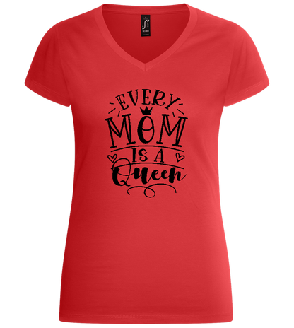 Every Mom Is Queen Design - Basic women's v-neck t-shirt_RED_front