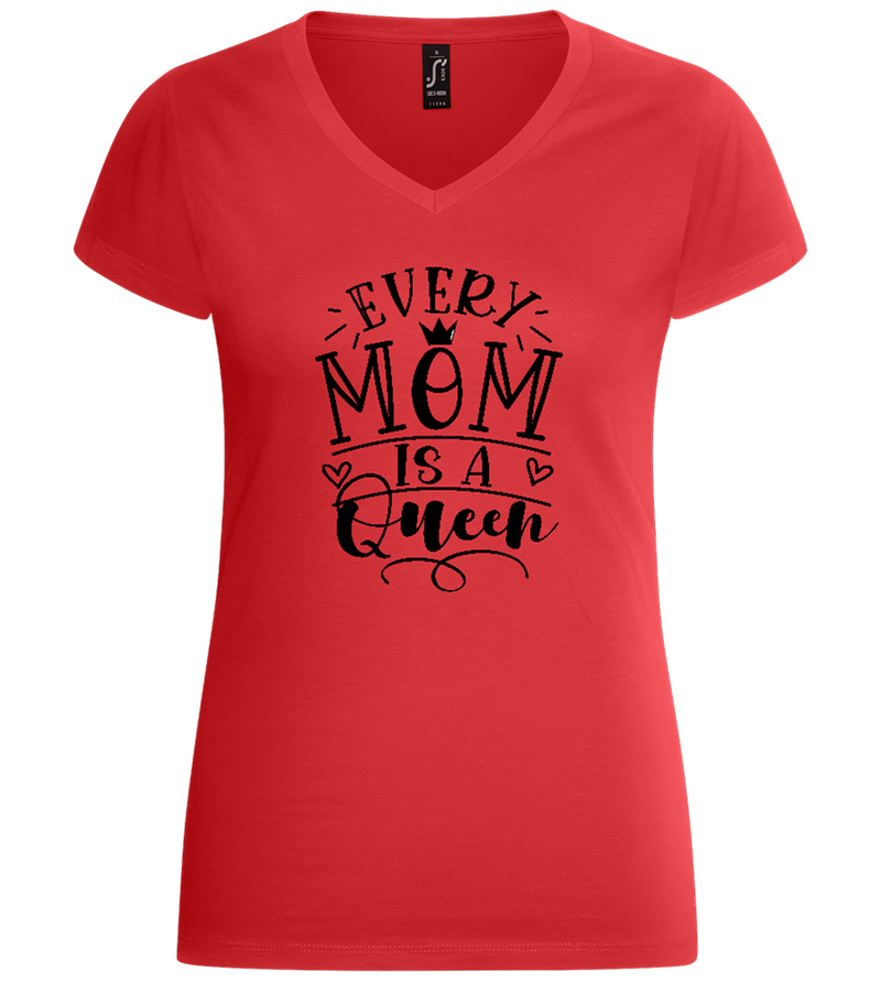 Every Mom Is Queen Design - Basic women's v-neck t-shirt_RED_front