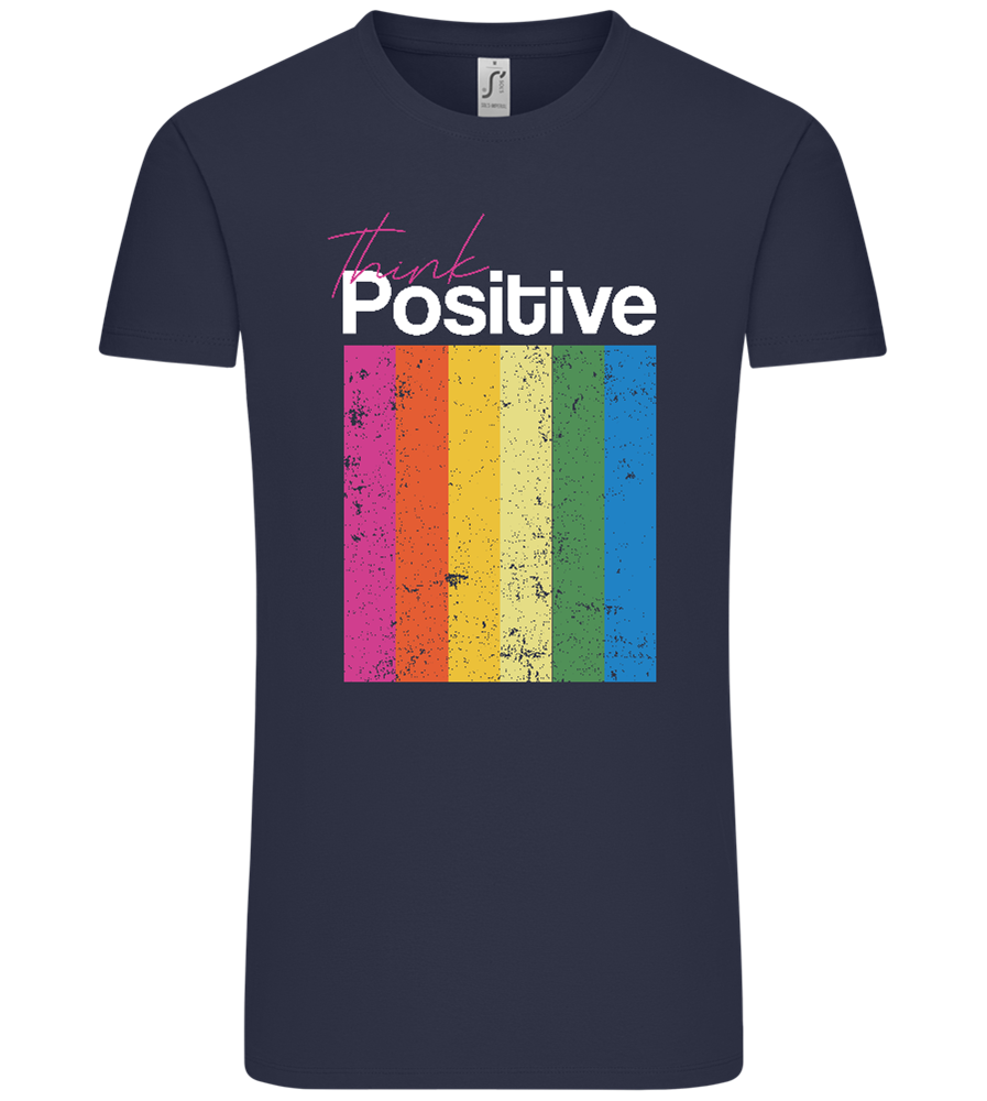 Think Positive Rainbow Design - Comfort Unisex T-Shirt_FRENCH NAVY_front