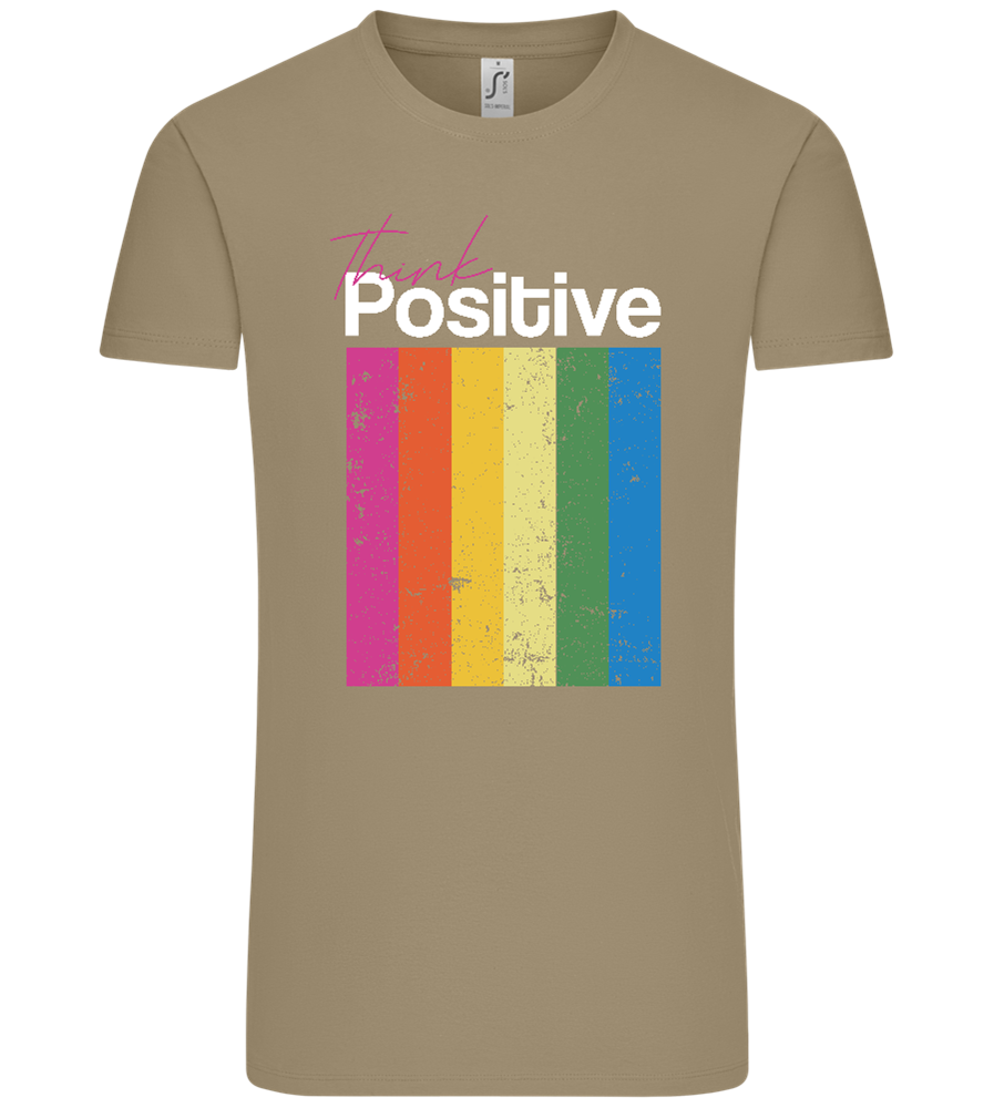 Think Positive Rainbow Design - Comfort Unisex T-Shirt_KHAKI_front