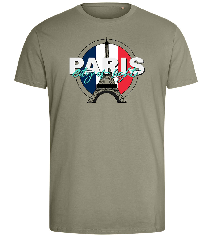 Lights in Paris Design - Comfort men's fitted t-shirt_KHAKI_front