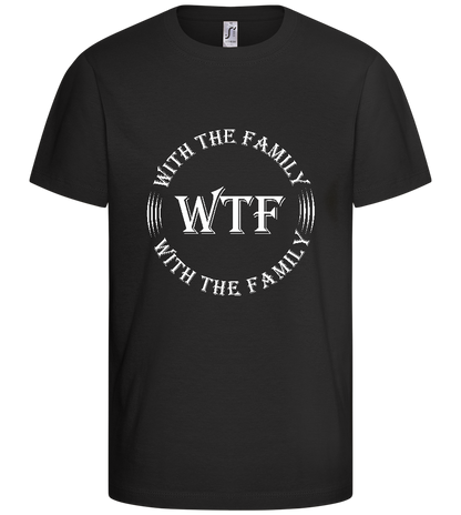 With The Family Design - Comfort kids fitted t-shirt_DEEP BLACK_front