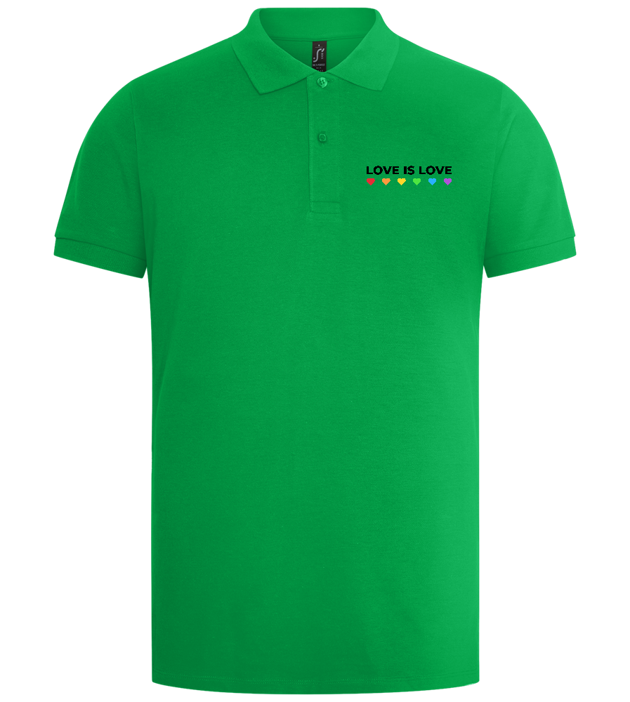 Love is Love Hearts Design - Premium men's polo shirt_MEADOW GREEN_front