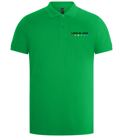 Love is Love Hearts Design - Premium men's polo shirt_MEADOW GREEN_front