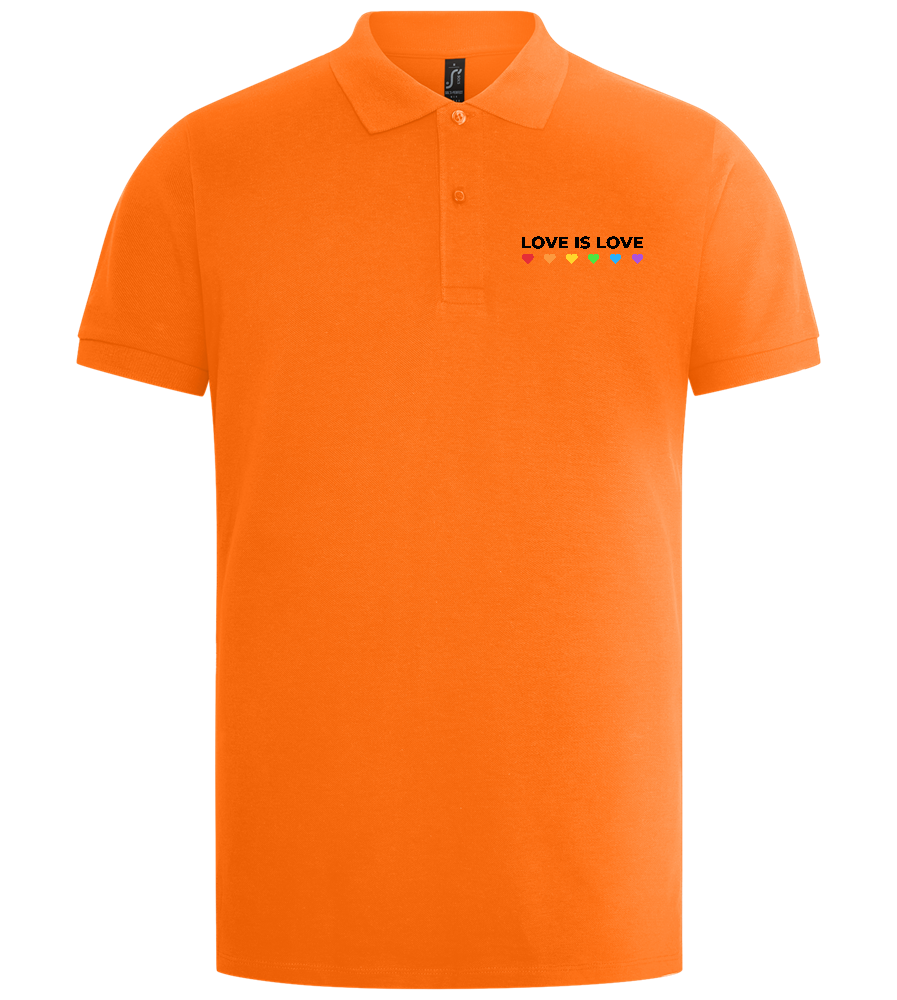 Love is Love Hearts Design - Premium men's polo shirt_ORANGE_front