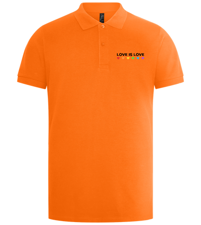 Love is Love Hearts Design - Premium men's polo shirt_ORANGE_front