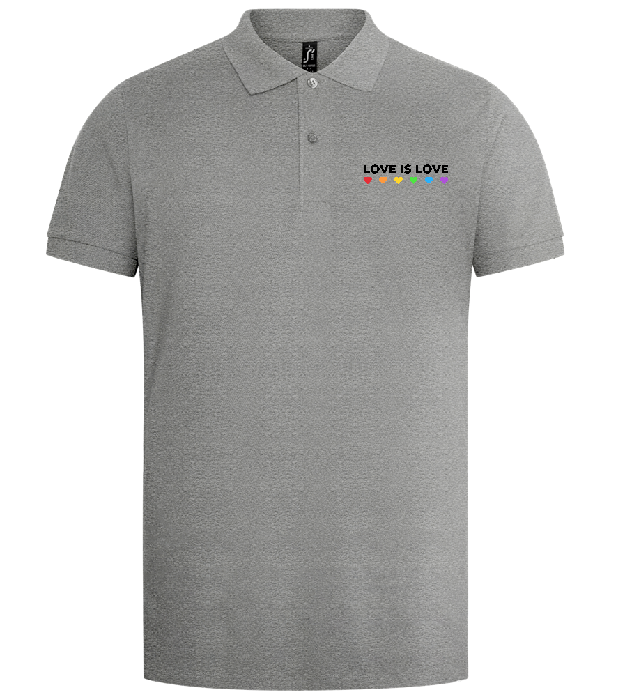 Love is Love Hearts Design - Premium men's polo shirt_ORION GREY II_front