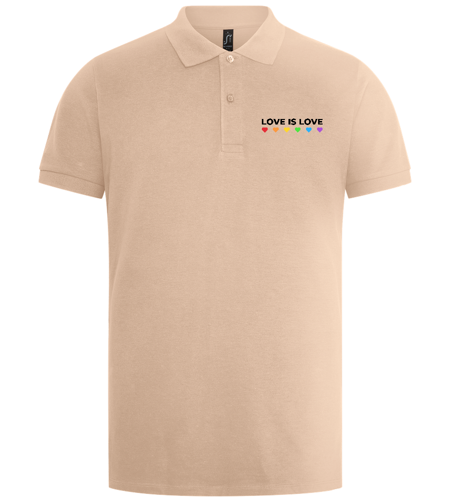 Love is Love Hearts Design - Premium men's polo shirt_SAND_front