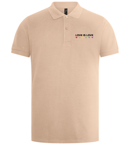 Love is Love Hearts Design - Premium men's polo shirt_SAND_front