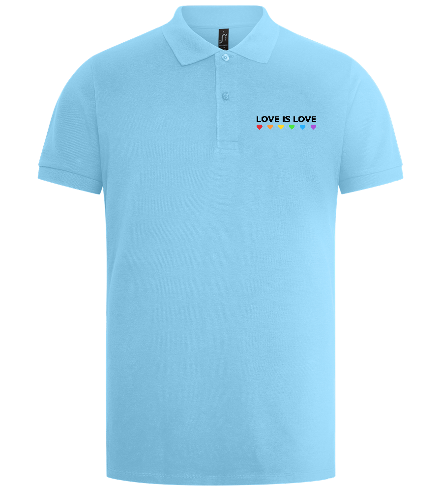 Love is Love Hearts Design - Premium men's polo shirt_STONE SKY_front