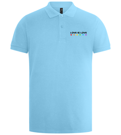 Love is Love Hearts Design - Premium men's polo shirt_STONE SKY_front