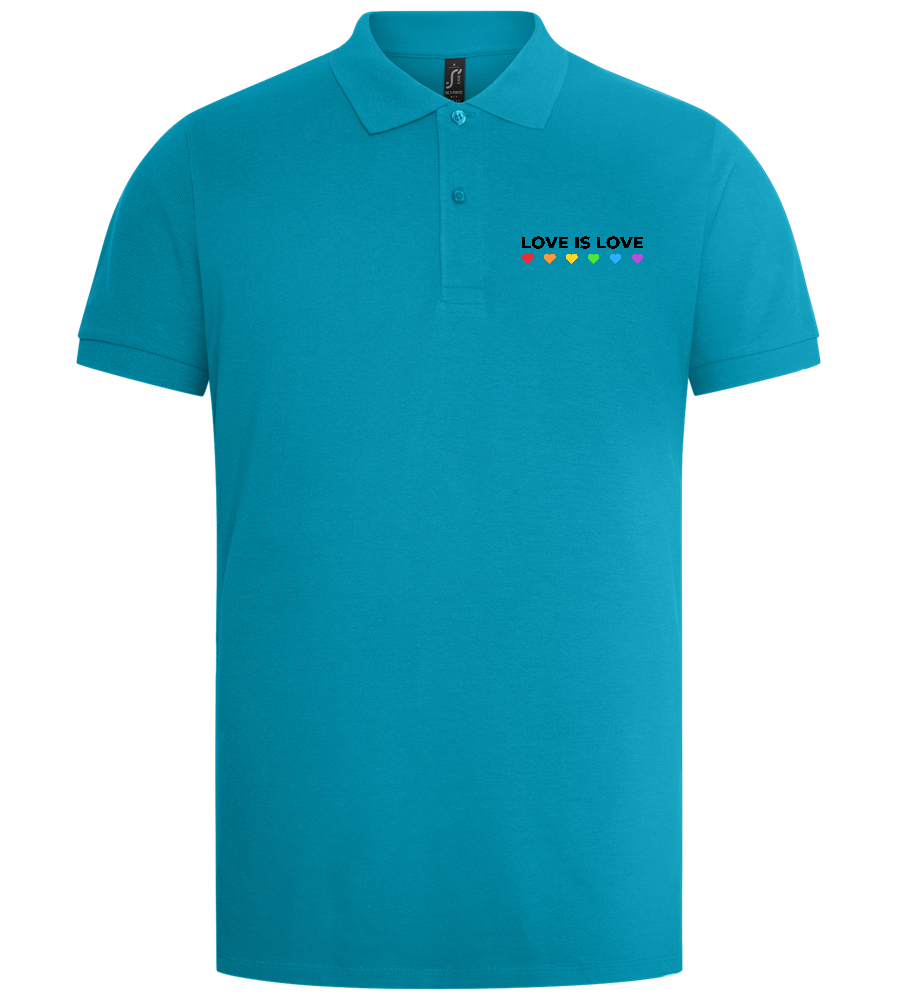 Love is Love Hearts Design - Premium men's polo shirt_TURQUOISE_front