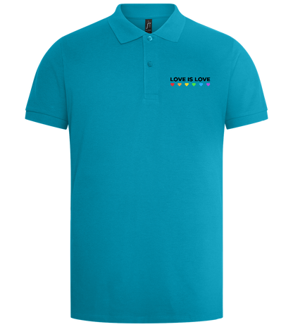 Love is Love Hearts Design - Premium men's polo shirt_TURQUOISE_front