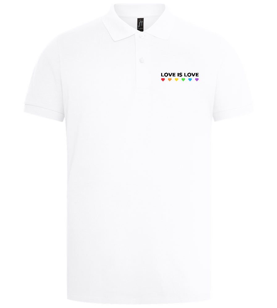 Love is Love Hearts Design - Premium men's polo shirt_WHITE_front