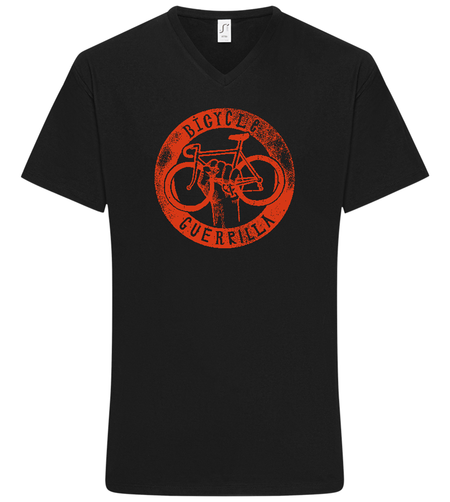 Bicycle Guerrilla Design - Basic men's v-neck t-shirt_DEEP BLACK_front