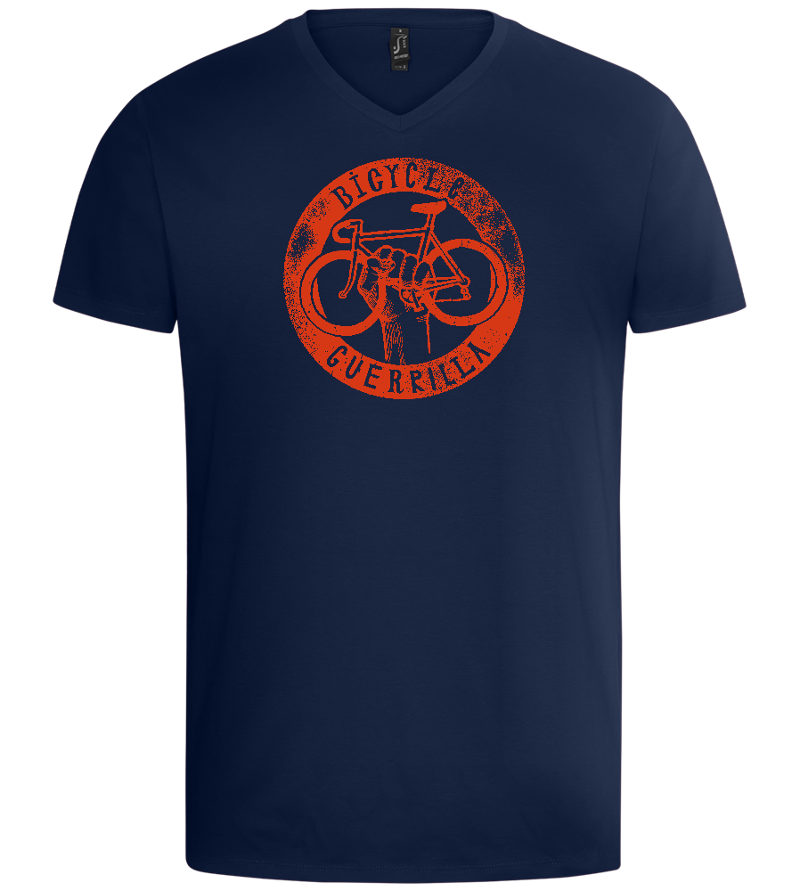 Bicycle Guerrilla Design - Basic men's v-neck t-shirt_MARINE_front