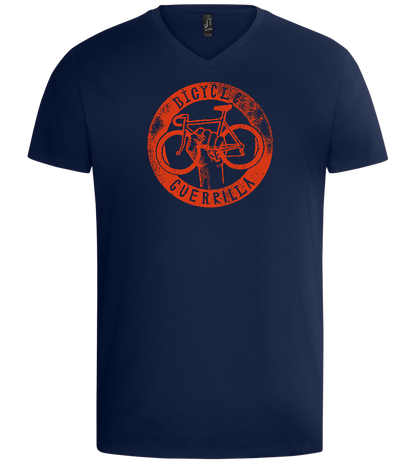 Bicycle Guerrilla Design - Basic men's v-neck t-shirt_MARINE_front