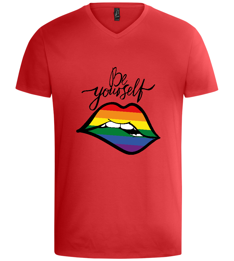 Be Yourself Rainbow Lips Design - Basic men's v-neck t-shirt_RED_front