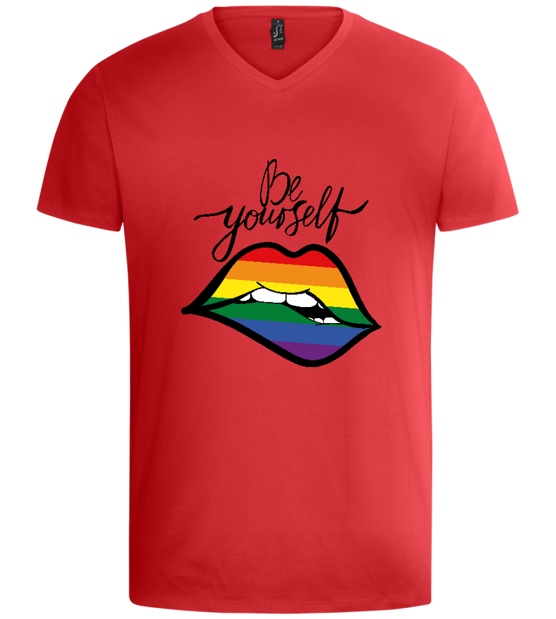 Be Yourself Rainbow Lips Design - Basic men's v-neck t-shirt_RED_front