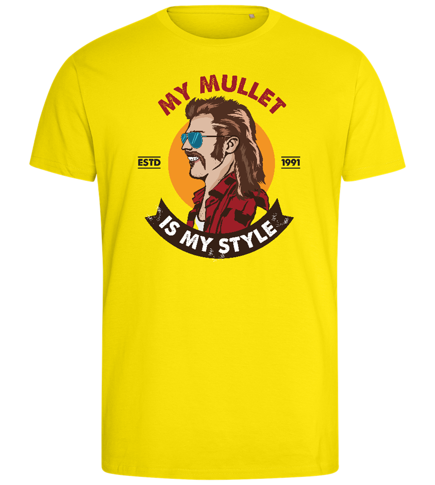 Mullet Lover Design - Comfort men's fitted t-shirt_YELLOW_front