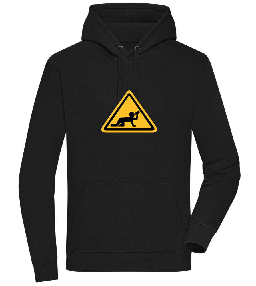 Drunk Warning Sign Design - Premium unisex hoodie_BLACK_front