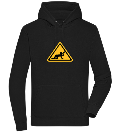 Drunk Warning Sign Design - Premium unisex hoodie_BLACK_front